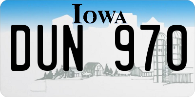 IA license plate DUN970