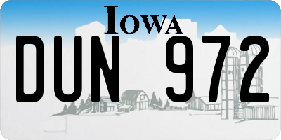 IA license plate DUN972