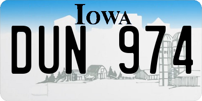 IA license plate DUN974