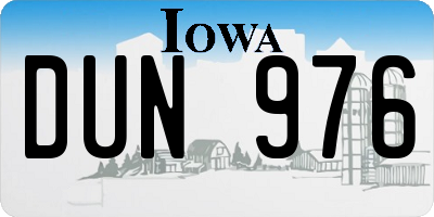 IA license plate DUN976