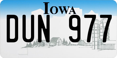 IA license plate DUN977