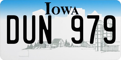 IA license plate DUN979