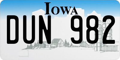 IA license plate DUN982