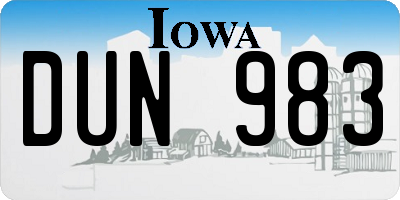 IA license plate DUN983