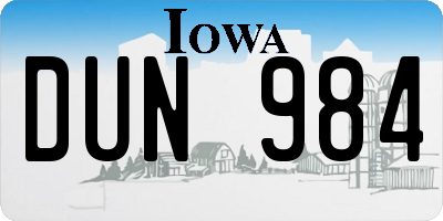 IA license plate DUN984
