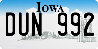 IA license plate DUN992