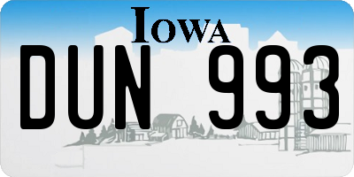 IA license plate DUN993