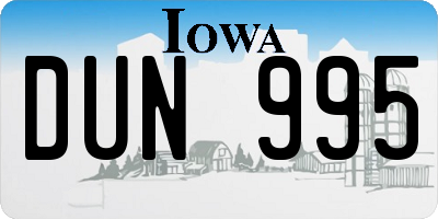 IA license plate DUN995