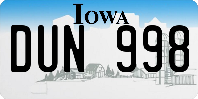 IA license plate DUN998