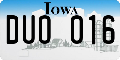 IA license plate DUO016