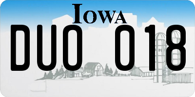 IA license plate DUO018
