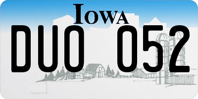 IA license plate DUO052