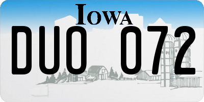 IA license plate DUO072