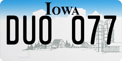 IA license plate DUO077