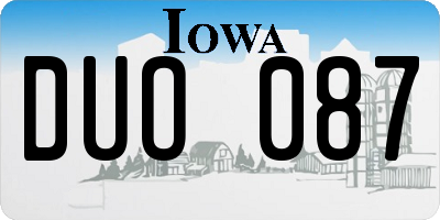 IA license plate DUO087