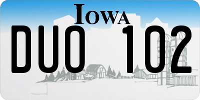 IA license plate DUO102