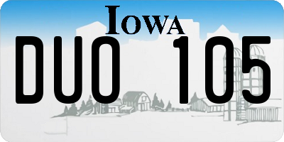 IA license plate DUO105