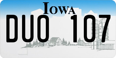 IA license plate DUO107