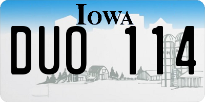 IA license plate DUO114