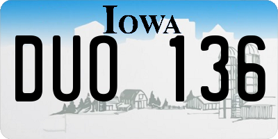 IA license plate DUO136
