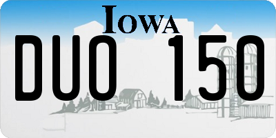 IA license plate DUO150