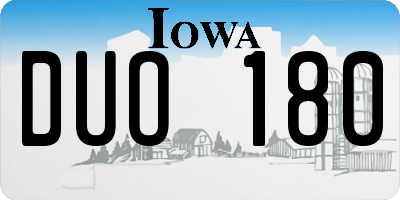 IA license plate DUO180