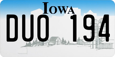 IA license plate DUO194