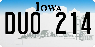 IA license plate DUO214
