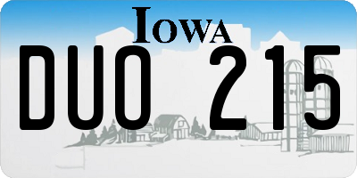IA license plate DUO215