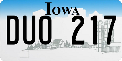 IA license plate DUO217