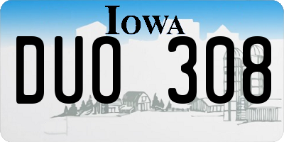 IA license plate DUO308