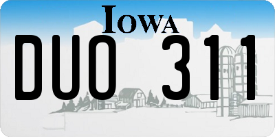 IA license plate DUO311