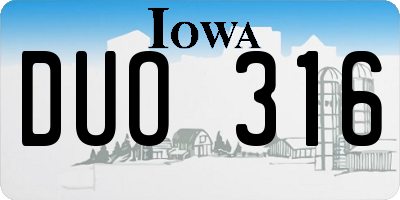 IA license plate DUO316