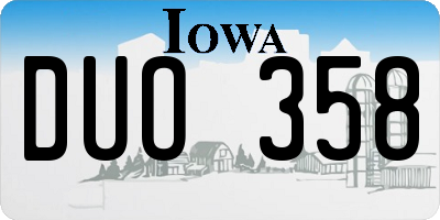 IA license plate DUO358
