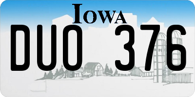 IA license plate DUO376