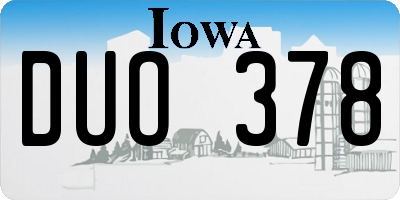 IA license plate DUO378