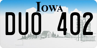 IA license plate DUO402