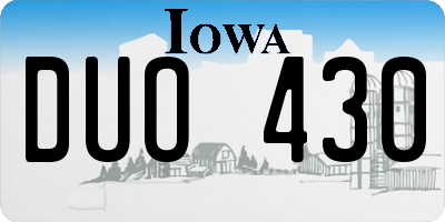 IA license plate DUO430