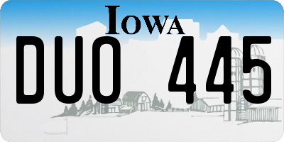 IA license plate DUO445