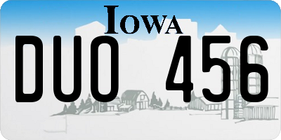 IA license plate DUO456