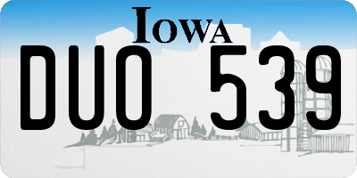 IA license plate DUO539