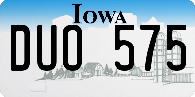 IA license plate DUO575