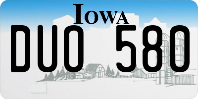 IA license plate DUO580