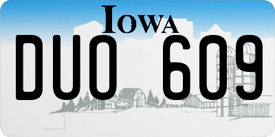 IA license plate DUO609