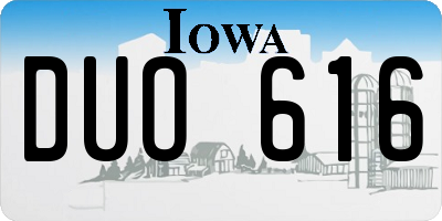 IA license plate DUO616