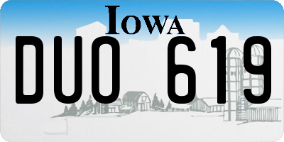 IA license plate DUO619