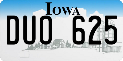 IA license plate DUO625