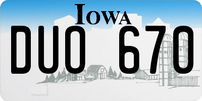 IA license plate DUO670