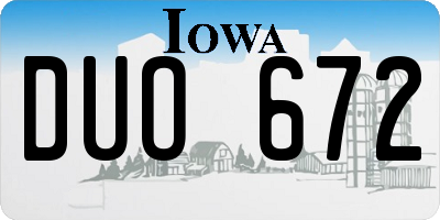 IA license plate DUO672
