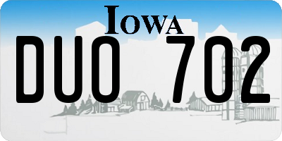 IA license plate DUO702